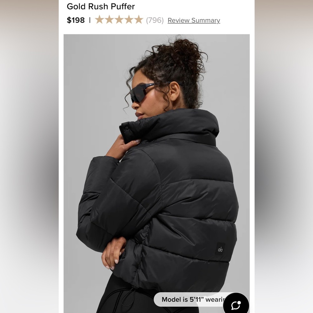 Alo Gold Rush Puffer in Black XS - Picture 2 of 9